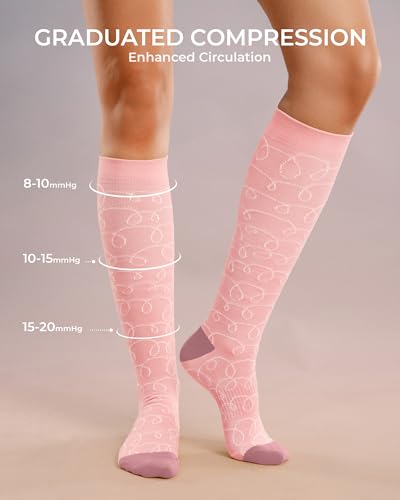 FITRELL 15-20mmHg Compression Socks for Women & Men 4 Pairs - color: Green+pink+yellow+blue, size: Large-X-Large