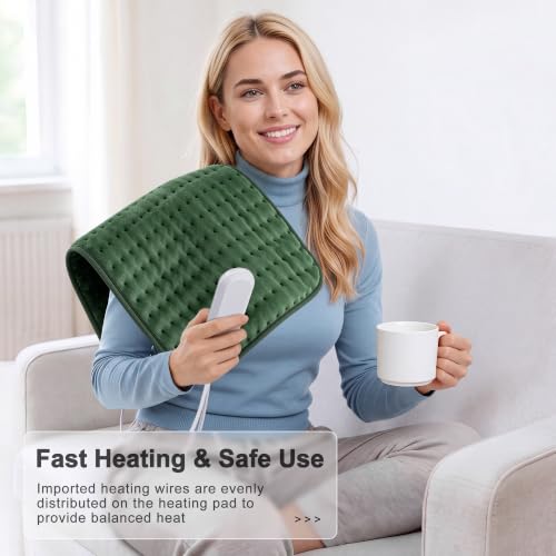VALGELUIK Electric Heating Pad 12 x 24 in - Gifts for Women Mom Wife - color: Bean Green, size: 12 Inch x 24 Inch