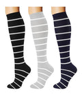 Breslatte Compression Socks for Women Men 15-20 mmHg - color: 3s8 Striped Blacknavylightgrey, size: Small-Medium