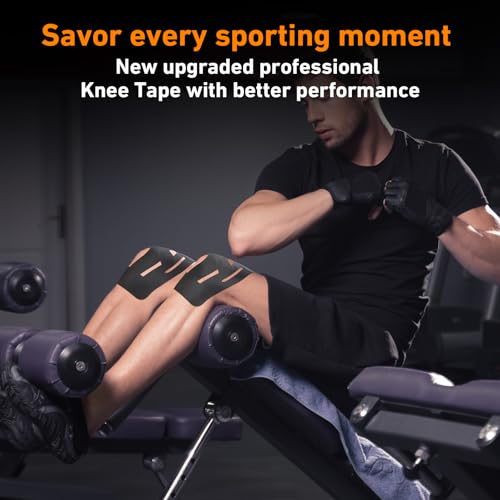 KTQUICK Precut Kinesiology Tape for Knees,12PCS,Stronger Adhesive Black - color: Black, size: 12PCS