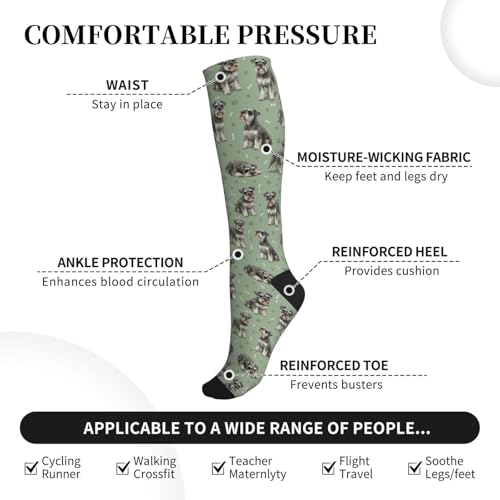 Cute Dog Compression Socks Women Men, Dog Lover Gift - color: Schnauzer2
