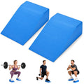 Yesland Squat Wedge Blocks 2 Pack - Heel Elevated Slant Board for Squats, Ankle Mobility, Weightlifting - Non-Slip Foam Calf Stretcher Ramp for Home Gym, Yoga, Pilates - Blue