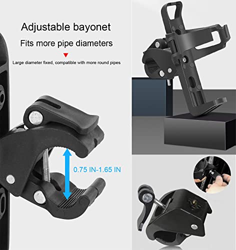 2 Pack Bike Bottle Holder, Universal Bicycle Water Bottle Cage Holder, Water Cup Holder for Bike Stroller Walker, Adjustable Mountain Bike Drink Cup with 360 Degree Rotating for Cycling MTB Black+Red