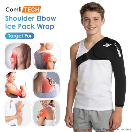 ComfiTECH Reusable Shoulder Arm Ice Pack Wrap for Pitcher & Recovery, S - size: Small, style: Black