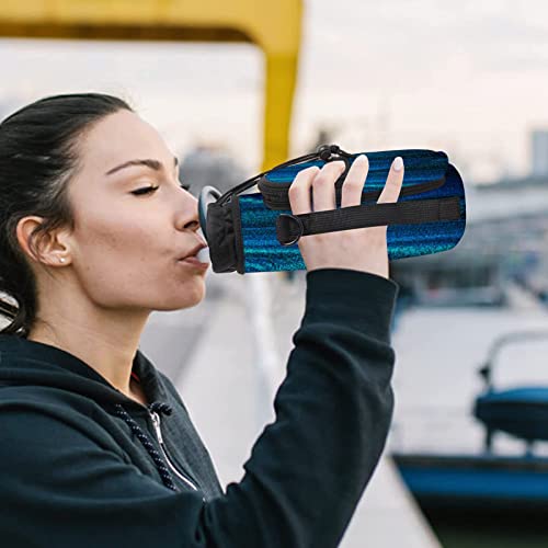 25/32/40/64oz Water Bottle Bag Holder Carrier-Insulated Crossbody Sling Case Sleeve with Strap & Pockets for Men Women Gym Cycling Travel Walking Hiking Camping - color: Blue Quicksand, size: 40oz