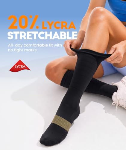 Compression Socks Women & Men for Nurse Travel Flying Running Cycling - color: Black, size: Small-Medium