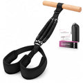 Pedal Resistance Band with Wood Handle, 3 x 30 lb Tubes - color: Black