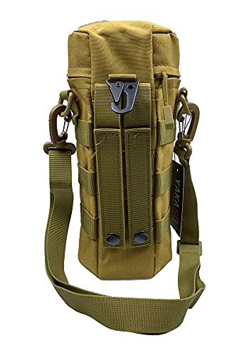 Tactical Molle Water Bottle Holder Pouch Hydration Carrier Bag Tactical EDC Water Bottle Carrier with Detachable Shoulder Strap for Hiking Camping Outdoor Sport Travel - color: Khaki