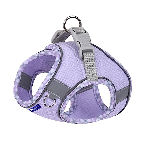 Step in Mesh Dog Harness and Leash Set Breathable Air Mesh Harness - color: Purple, size: XS(neck:9.5"-10.5",chest:11.5"-13.5")