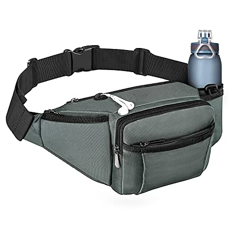 NOOLA Fanny Pack with Water Bottle Holder, Hiking Waist Bag for Men Women - color: Grey
