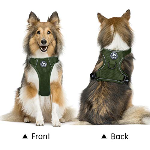 PoyPet Mesh Dog Harness, Reflective Breathable Puppy Vest for Small Dogs - color: Military Green, size: XS