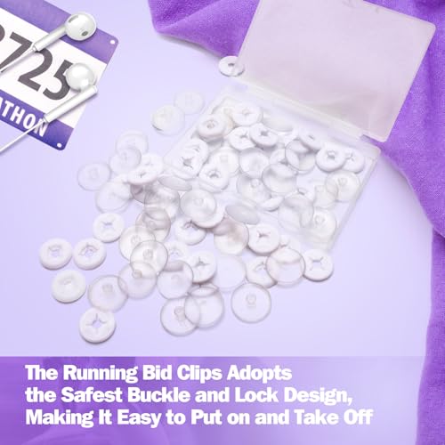 Coolrunner 40P Running Bib Clips, Clear Race Number Buckle, Race bib Clips Fixing System Triathlon Race Bib Holder for Runners Marathon, Skating, Track and Field - color: Black