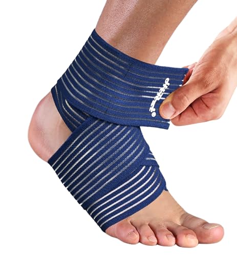 HiRui Foot & Ankle Brace 2 Pack, Adjustable Compression Wrap for Men & Women – Helps with Sprains, Plantar Fasciitis, Achilles Tendonitis, Arthritis, Running, Sports, Gym – Fits in Shoes (Navy Blue) - color: Navy Blue