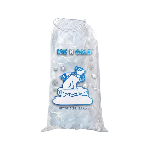 ICE N COLD 5lb Ice Bags (100 ct) with Cotton String | 9" x 17" - size: 5 lb