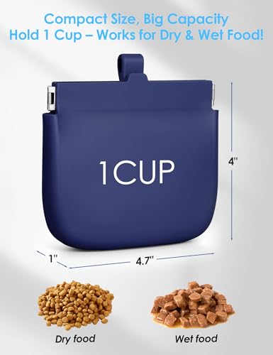 1 Cup Silicone Dog Training Treat Pouch (Blue) - color: Blue