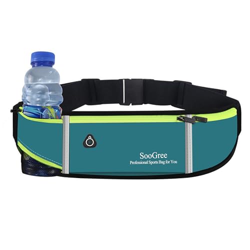 SooGree Fanny Packs, Running Belt Pack, Waist Pack Bag for Men and Women, Lightweight Runners Water Bottle Belt Bag, Phone Holder Money Belt for Traveling Hiking Cycling Walking - color: Blue, size: 1186