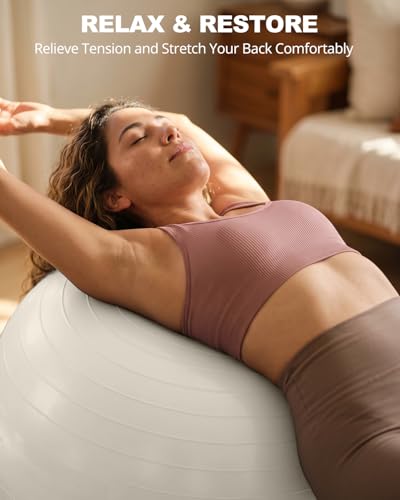 Trideer Yoga Ball for Exercise, Pregnancy, Exercise Ball, Pump Included - color: Off-White, size: L(23-26ines/58-65cm)