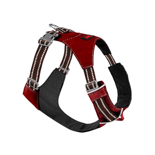 Tuff Pupper All-Day Wear Dog Harness | for Walking, Trail Running, Hiking | Front & Back Leash Clips | Reflective Trim | Easy On/Off Buckles | Lightweight Breathable | No Pull Design (XXXS, Red) - color: Crimson Red, size: XXX-Small