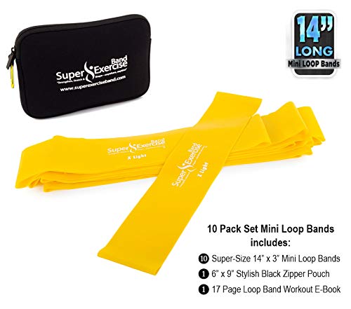Mini Loop Bands 14x3 in, Latex Free, 3/5/10 Pack Sets - color: e. Yellow X LIGHT Loop Band 10 Pack