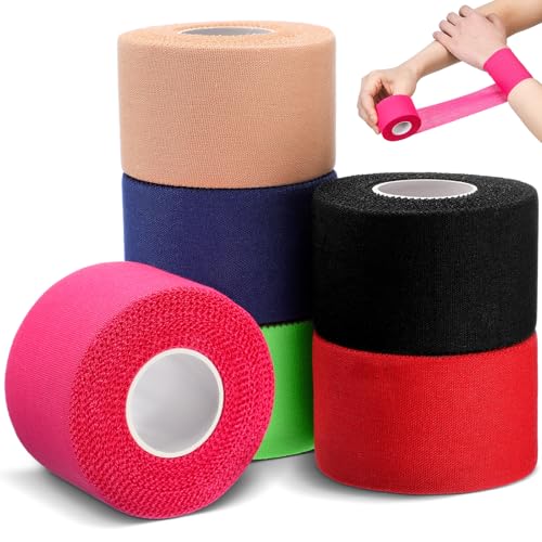 Geiserailie 6 Rolls Pre Wrap Wrist Tape Colorful, 1.5"x10 Yards No Residue