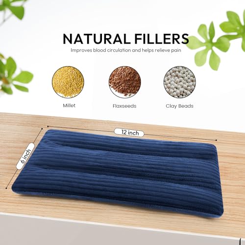 Microwave Heating Pad 6 x 12 Small Heating Pad Microwave, Microwave Bean Bag Heating Pad for Neck and Shoulders, Moist Heat Pack Pillow Warm Compress for Knee, Muscles, Joints, Wrist (Dark Blue) - color: 6 X 12" Dark Blue - 1 Pack