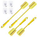 4PCS Yellow Soft Sponge Bottle Cleaning Brush Plastic Handle Cup Brush Scrubber Washing Brush vase Bottle Pot Cleaner（2 Size 10”15”） - color: Yellow