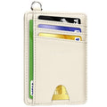 Slim Minimalist Front Pocket Wallet, RFID Blocking Credit Card Holder Wallet with Integrated D-Shackle for Men Women - color: Cowhide Beige