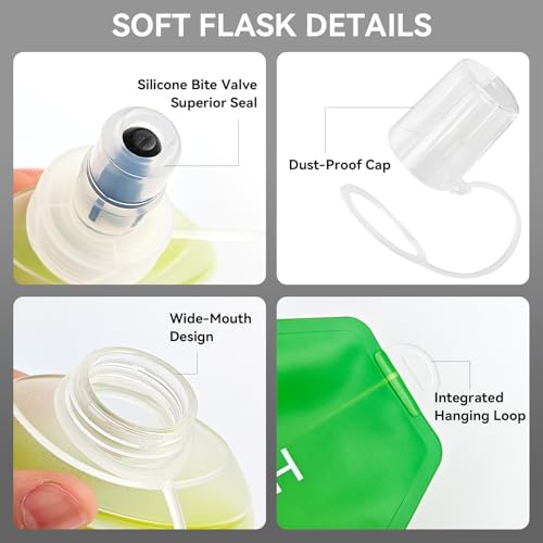 500ml Soft Flask Soft Water Bottle for Running, Hiking, Cycling and Climbing - Gradient Green - color: 500ml, Gradient Green