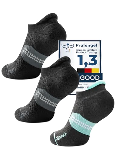 Juclise Women's No Show Compression Running Socks, 3 Pairs - color: Classic Black*2+aqua Black*1, size: Medium