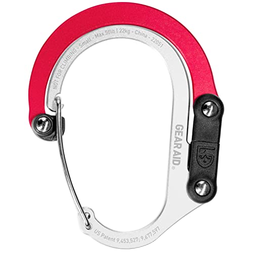 GEAR AID HEROCLIP Small Carabiner Gear Clip with 360° Swivel Hook - color: Hot Rod Red, size: 1 Carabiner