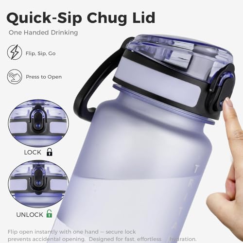 32oz Clear Tritan Water Bottle with Chug Lid - color: Lavender