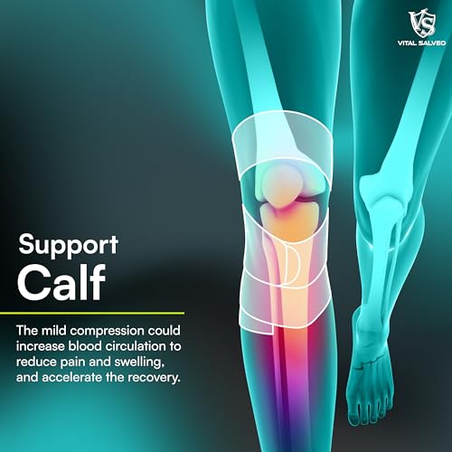 Vital Salveo Germanium Elastic Breathable Calf Wrap – Adjustable Support for Alleviating Muscle Strain and Stiffness – Daily Wear, Sports Support (1 PC)/4"* 61" - size: Calf 4"61"(1PC)