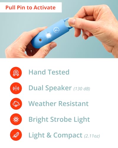 Vantamo Personal Alarm for Self Defense with Low Battery Notice, Strobe Light & Extra Loud 130 dB Double Speakers Safety Keychain Set for Women, Rechargeable Panic Button for Womens Self Defense - color: Ice Blue