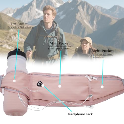 Fanny Pack with Water Bottle Holder, 3 Pocket Hydration Running Belt for Phone Pouch Hiking Walking Runners GYM Sports Travel Hip Bum Bags, Crossbody Slim Waist Bag for Women Girls Kids Pink - color: 02-Pink