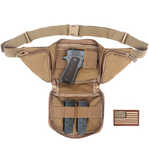 Tactical CCW Fanny Pack for Men Women, Concealed Carry Fanny Pack - color: Khaki
