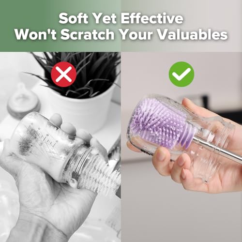 Haakaa Silicone Cleaning Brush for Baby Bottles & Crevices, Lavender,1PK - color: Lavender, size: 1 Piece Set