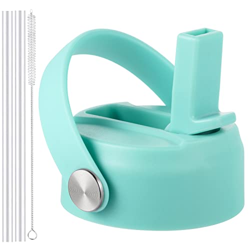 RRegeny Straw Lid for Hydro Flask Wide Mouth 32 40 oz, Straw Lids with Flexible Handle and Straws Compatible with HydroFlask, Replacement Sports Flex Cap Wide Mouth Top 32 40 oz - color: Turquoise
