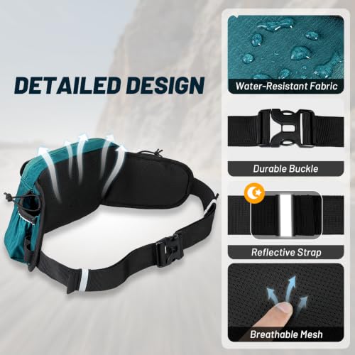 MIER Hydration Waist Pack with Soft Flasks (2x300ml) for Women Men - color: Teal