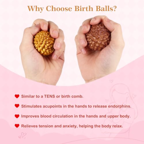 Gwabee Labor Comb and Massage Ball Set, Birthing Comb for Labor Pain - color: Peachwood Comb