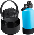 Lid for Hydro Flask 32 40 oz Wide Mouth, Replacement Lids Compatible with Hydro Flask Wide Mouth Water Bottle, Top Spout Lid with Handle, Wide Mouth Lid Chug Cap Accessories - color: Black lid+boot - 1 Pack