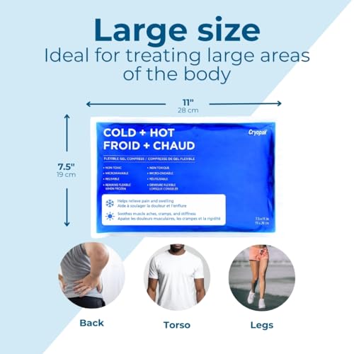 Cryopak Hot or Cold Packs - Flexible Gel Ice Packs for Injuries Reusable Microwavable and Non-Toxic (7.5 x 11) - size: Large