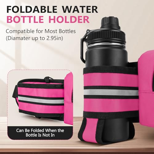 Fanny Pack for Men Women Waist Bag with Water Bottle Holder for Hiking, Travel,Dog Walking, Workout (Pink) - color: Pink