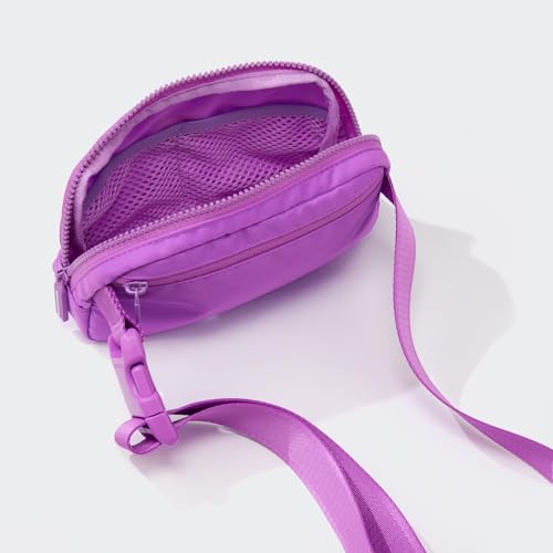 Pander Nylon Fanny Pack for Women, Two-Way Zipper Crossbody Bag - color: Violet