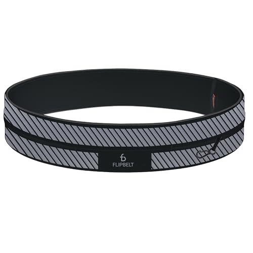 FlipBelt Classic Running Belt, Phone Holder for Running, Money Belt Pouch - color: Reflective Black, size: Extra Small