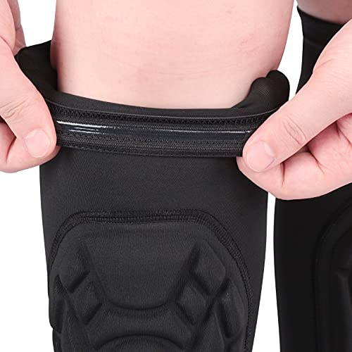 HOBRAVE 2PCS Soccer Shin Guards Padded Calf Compression Sleeves Supports for Shin Splint - size: Large