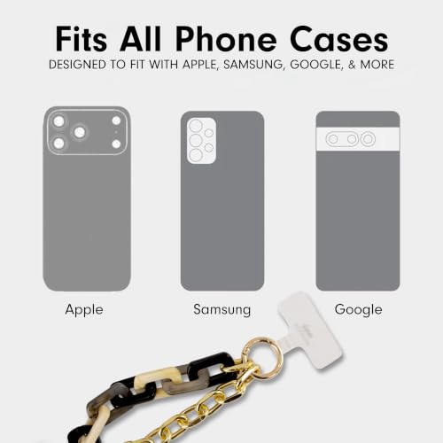Sonix Phone Wristlet - Detachable Universal Smartphone Wrist Strap, Hands-Free Lanyard Cellphone Bracelet with Tether Tab - color: Marble & Chain Black