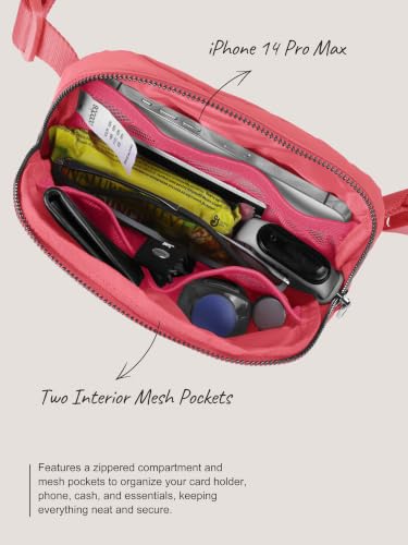 ODODOS Unisex Mini Belt Bag with Adjustable Strap Small Fanny Pack for Workout Running Traveling Hiking, Raspberry - color: Raspberry