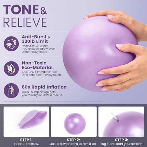 Pilates Kit for Women 13PCS, Pilates Ring Ball Resistance Bands Workout Set - color: Lavender