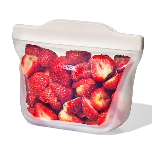 OXO Good Grips Silicone Reusable Bag - Stand-Up Snack (12 oz), Oat - color: Oat, size: Stand -Up Snack (12 oz)