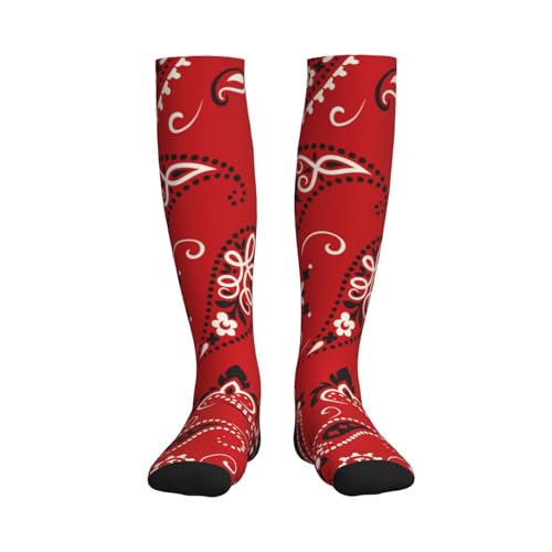 Compression Socks Women And Men For Nurses Travel Pregnancy Recovery Running Athletic - color: Red Bandanna Paisley